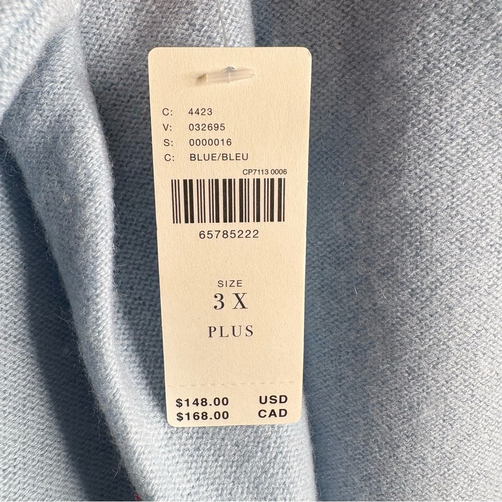 PILCRO SIZE 3X LIGHT BLUE LONG SLEEVE MOCK TURTLENECK CASHMERE SWEATER NWT - Picture 5 of 5